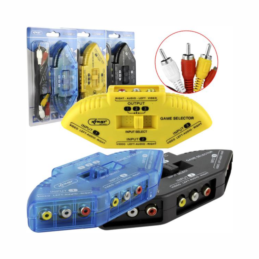 Chaveador Rca Av Áudio e Vídeo 3 Entrada 1 Saída Cabo Rca Xtrad Xd-5209 - Varias Cores