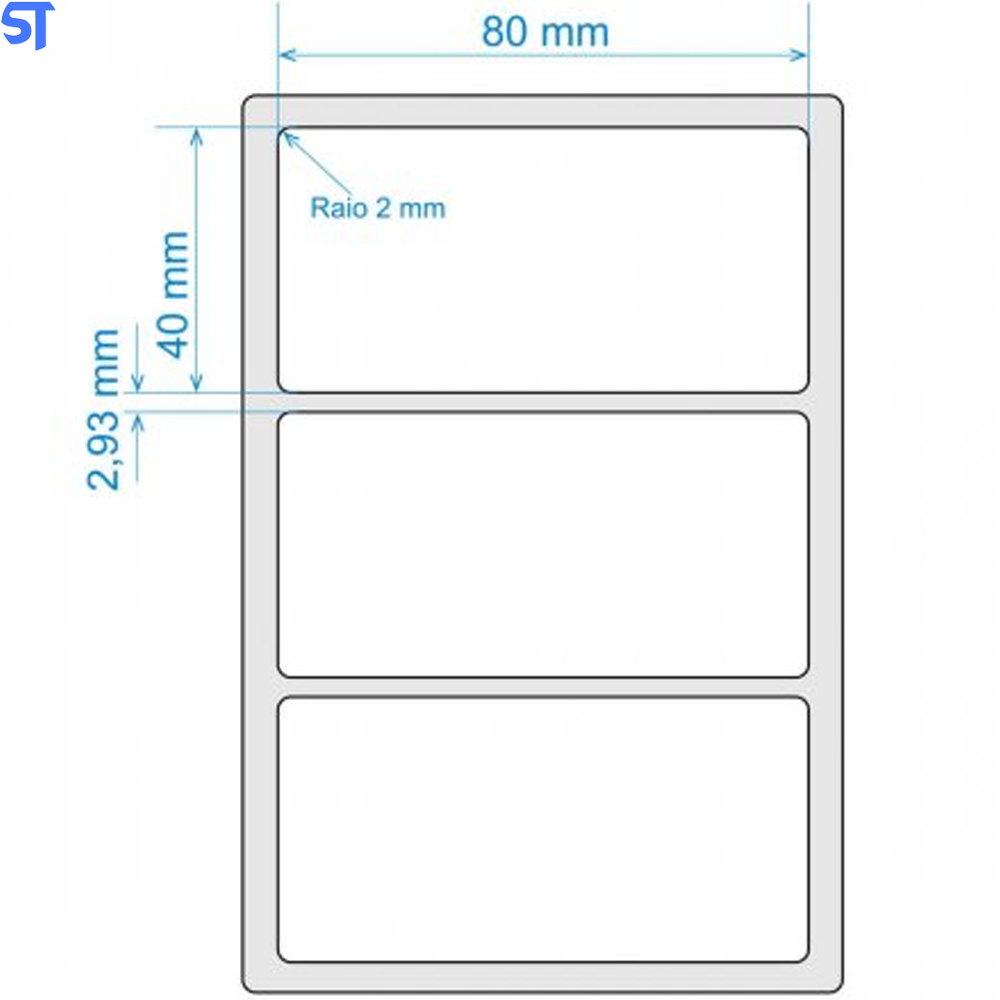 Rolo de Etiqueta 8x4 Cm | 80x40 Mm Couche Adesiva