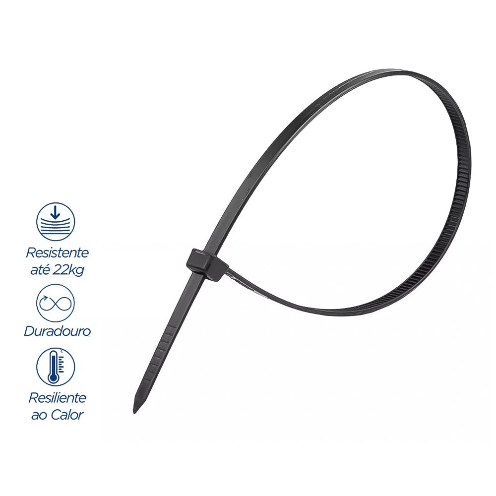 Abraçadeira Nylon 3.6mm 15CM Preto Pacote Com 100Unidades BrCabo