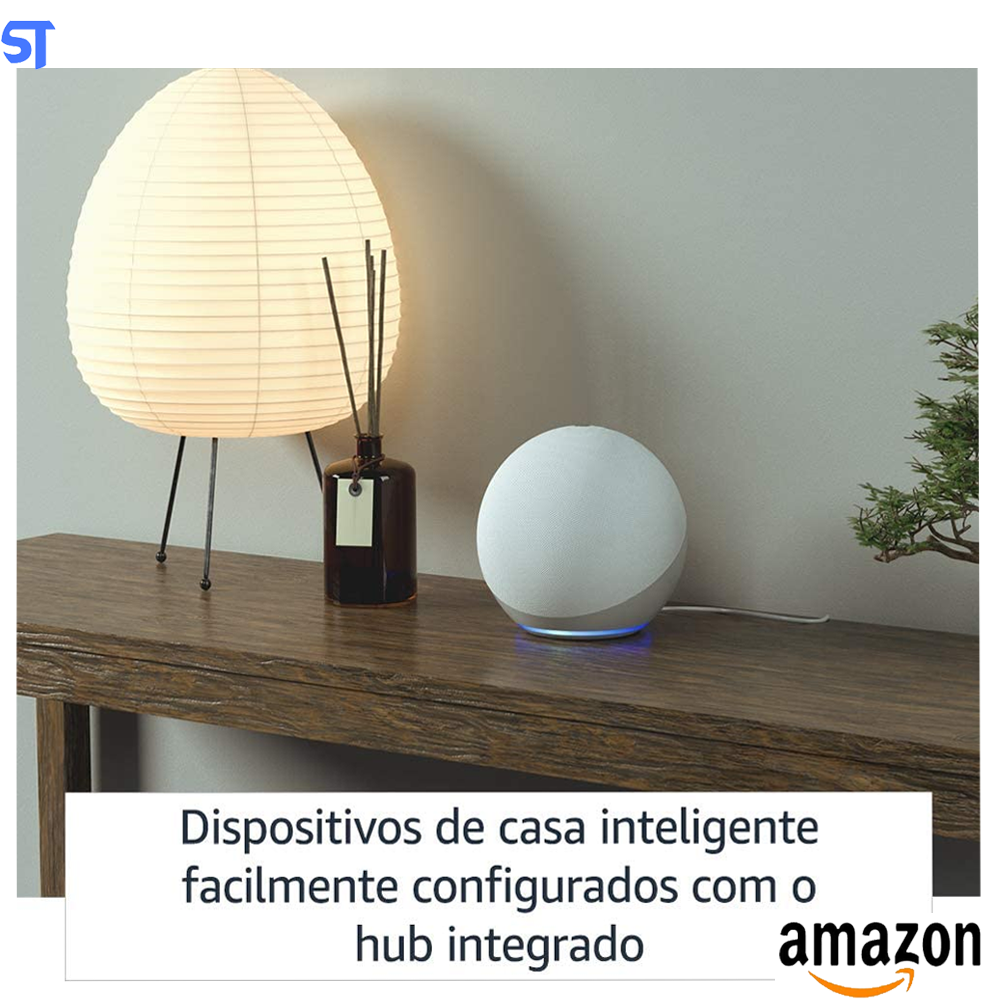 Echo (4ª Geração) Com Som Premium, Hub de Casa Inteligente e Alexa - Cor Branca