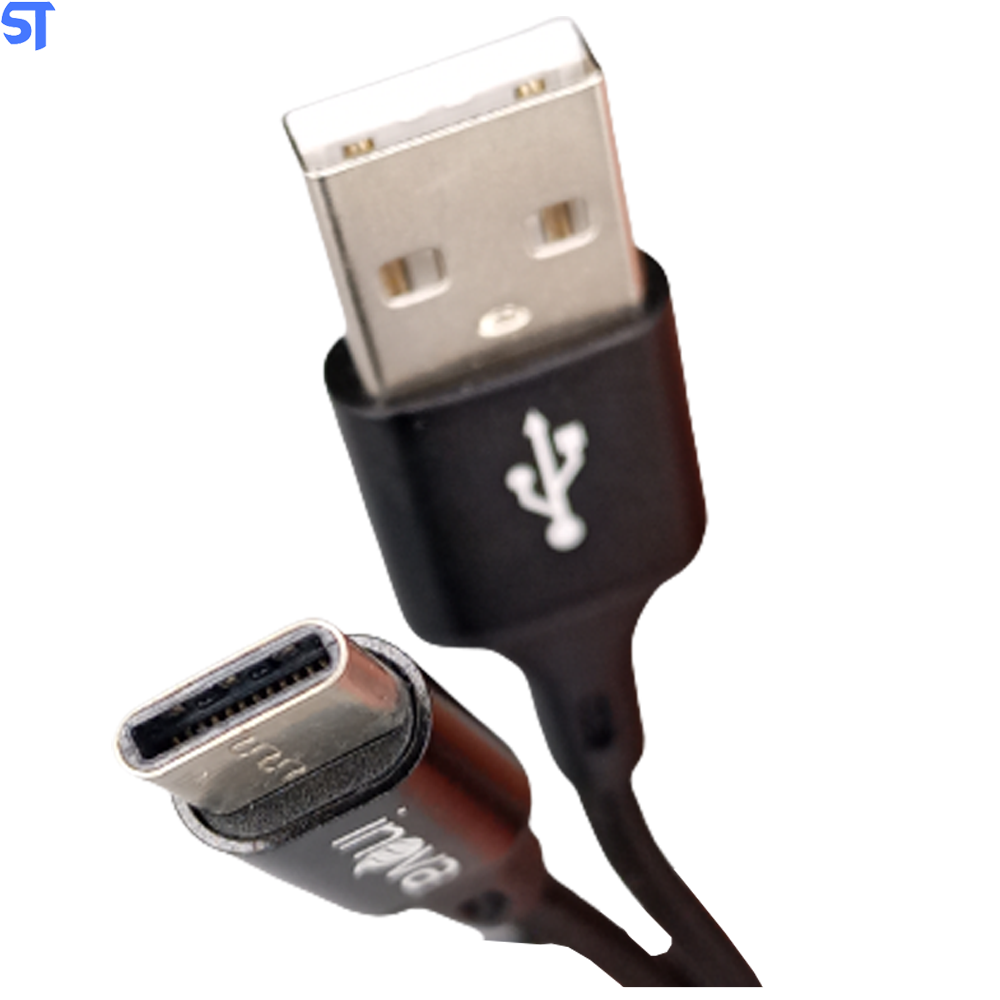 Cabo Tipo C Trançado Em Nylon Tubo  1 Metro Inova Preto