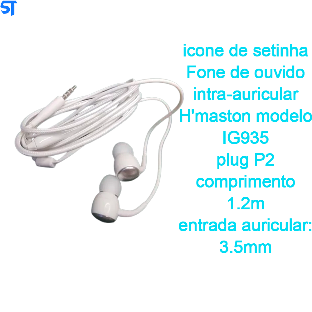 Fone De Ouvido Intra-Auricular H'mAston Branco- lg935