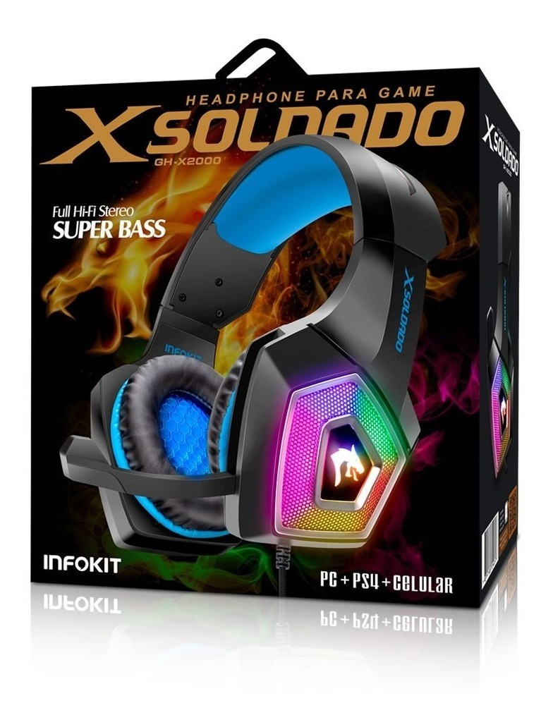 Fone Gamer XSoldado Headset Led Rgb Usb Infokit GH-X2000