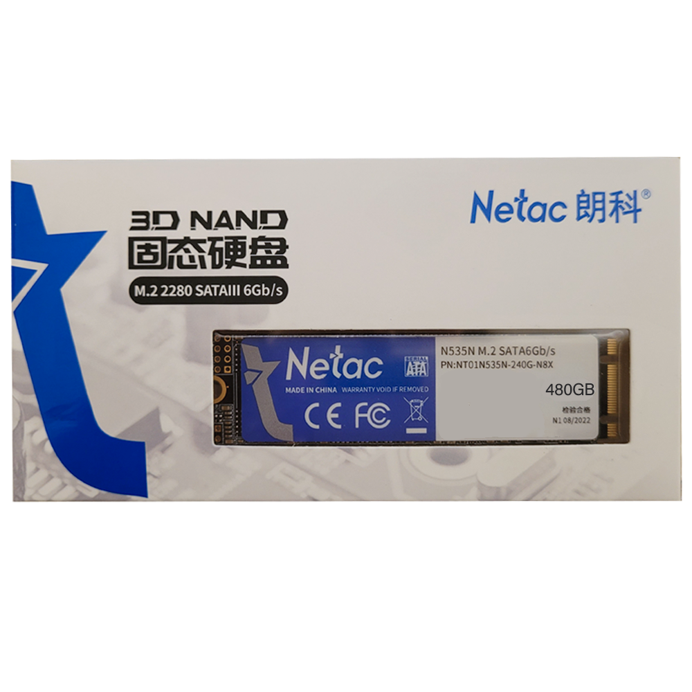 SSD M.2 NVME 480GB Netac 2400Mb/s Leitura 1700Mb/s Escrita