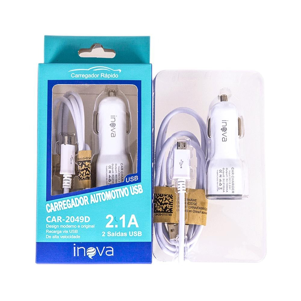Carregador de Carro Cinzeiro Usb 2.1A Inova EL-Dc-051