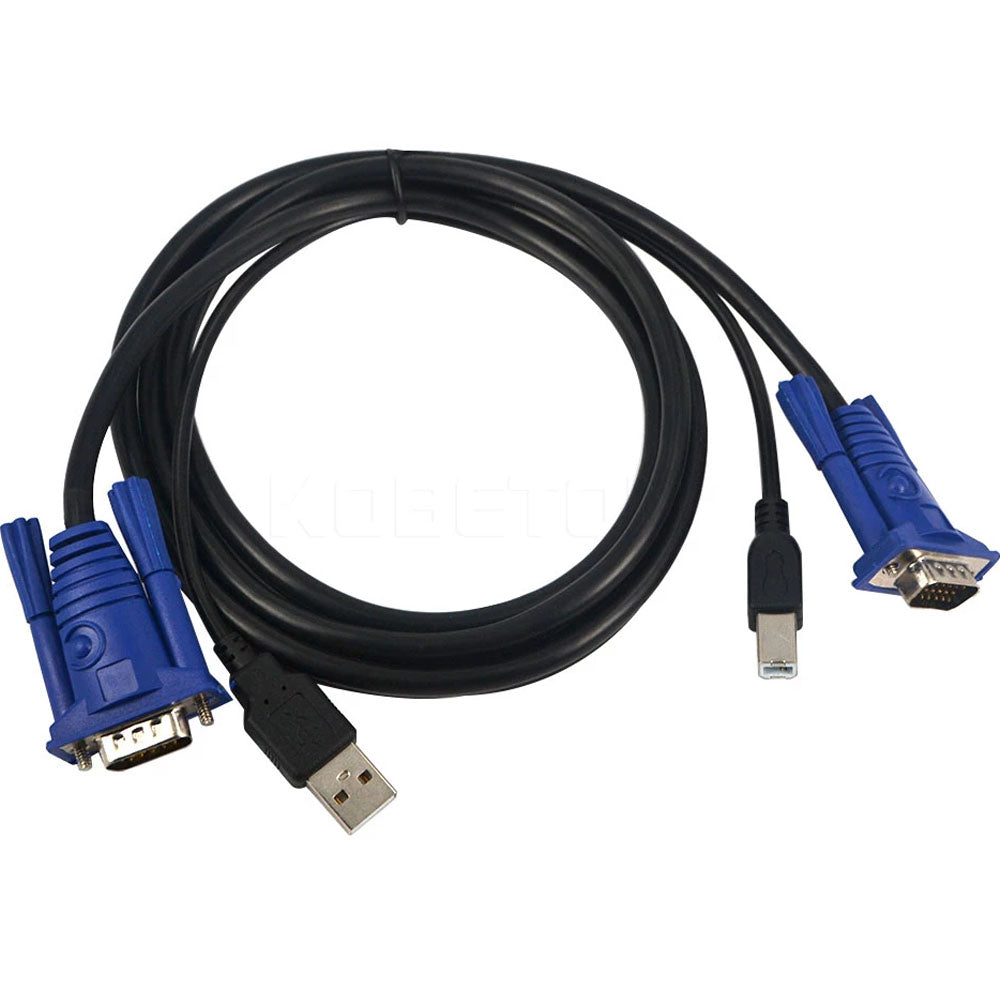 Cabo para KVM 2 em 1 , 2 VGA Macho, 1 USB Tipo B e 1 USB Tipo A Com 1,5 MT