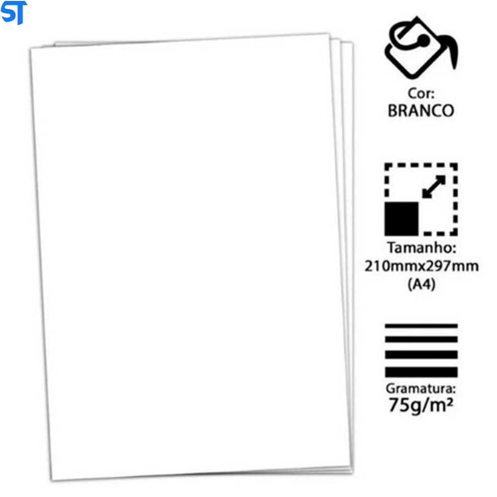 Caixa Com 5 Resmas de Papel A4 Sulfite Report Premium 75G 500 Folhas 210mm x 297mm