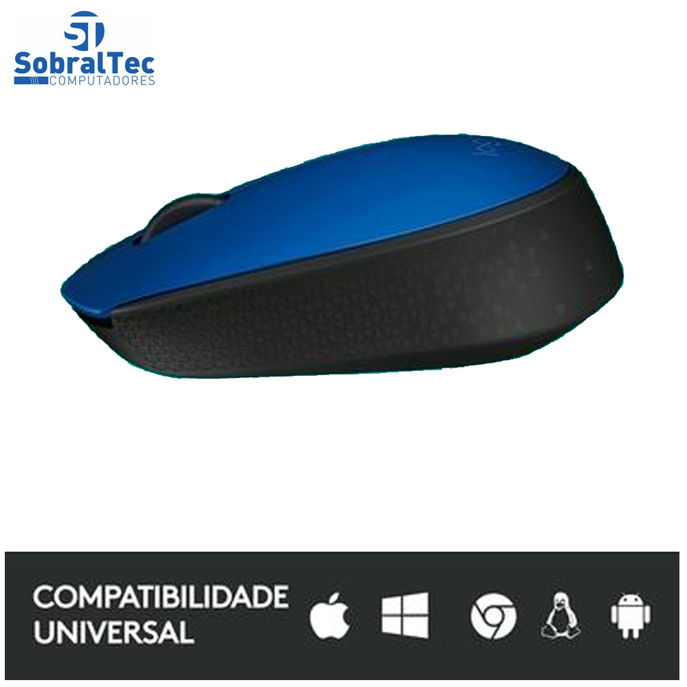Mouse sem fio Logitech M170 com Design Ambidestro Compacto, Conexão USB e Pilha Inclusa - Azul