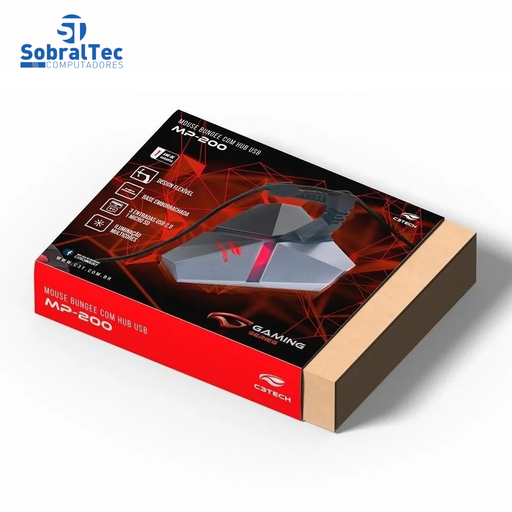 Mouse Bungee Usb Hub 3 Portas Leitor Micro Sd Mb-200si C3Tech