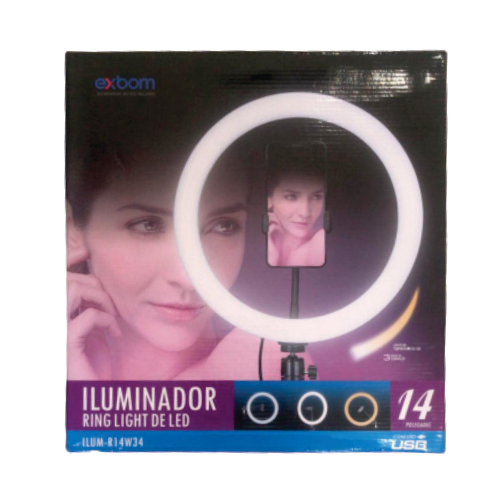 Ring Light 14" 332 Leds Sem Tripé Exbom Conexão Usb Ilum-R14W34
