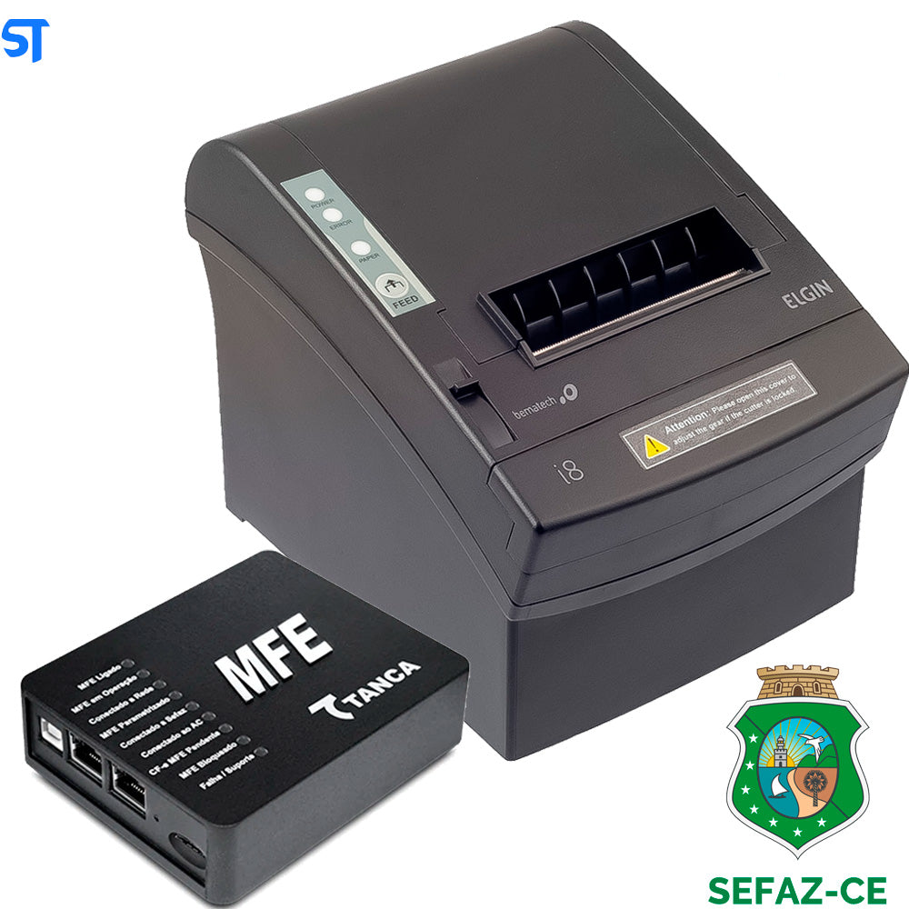 Kit Módulo Fiscal Eletronico Tanca Tm-1000 Mfe-Cfe Com Impressora Térmica Elgin i8 Guilhotina USB + Ethernet + Serial