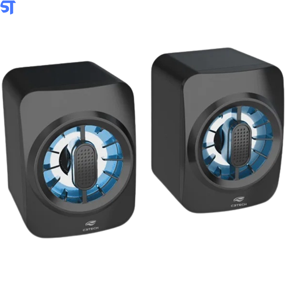 Caixa de Som Para Pc, Notebook, Speaker 2.0 Led SP-L50BK Preta C3Tech