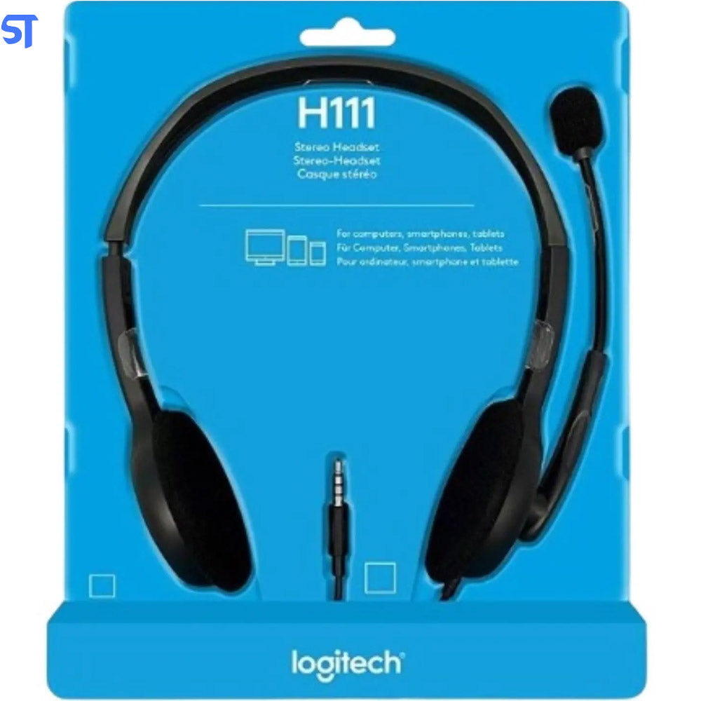 Headset Com Fio Logitech H111 Com Microfone Com Redução de Ruído e Conexão 3,5mm