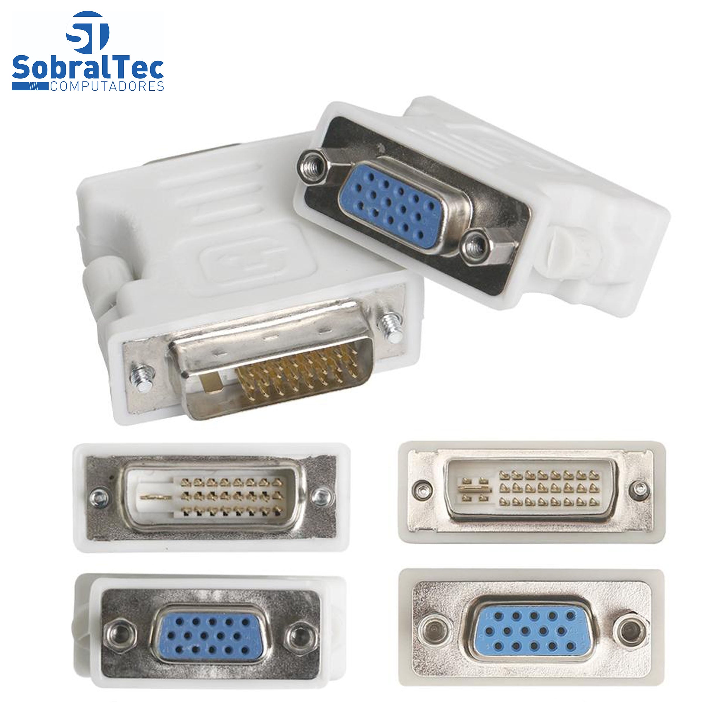 Conversor DVI 24+1 Macho Para VGA Fêmea Branco