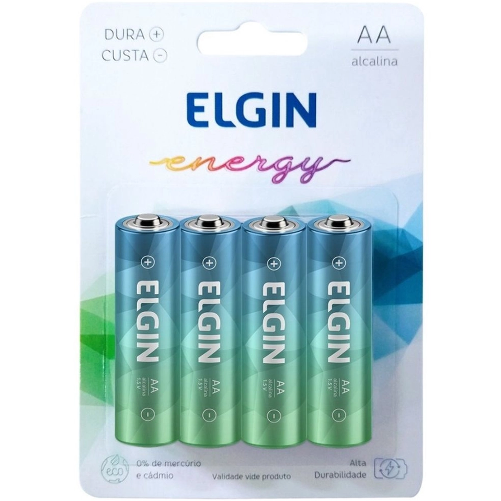 Pilha Alcalina AA 1,5V Blister Com 4 Unidades Elgin ELE000000082153