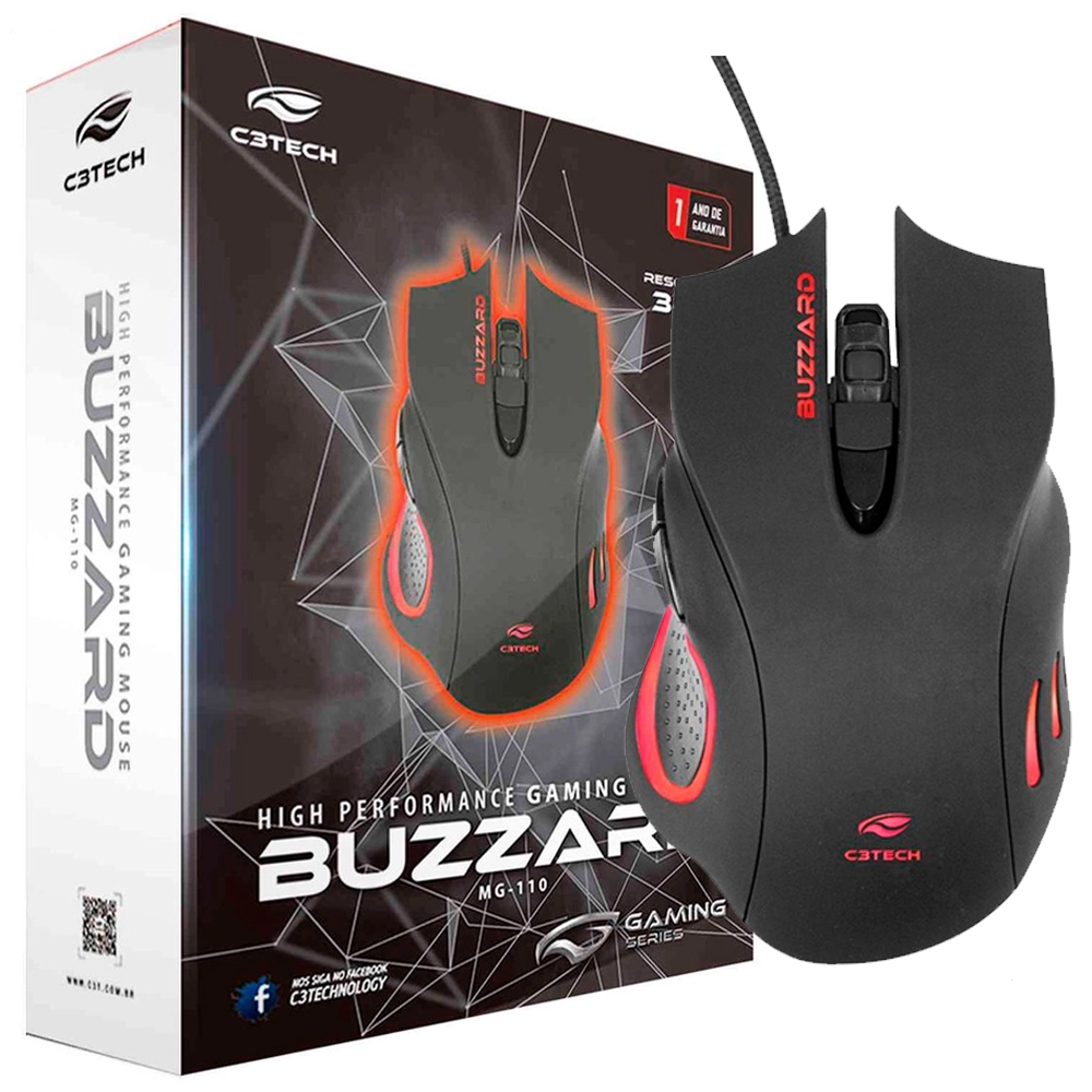 Mouse Gamer Usb Buzzard Preto Mg-110bk - C3tech
