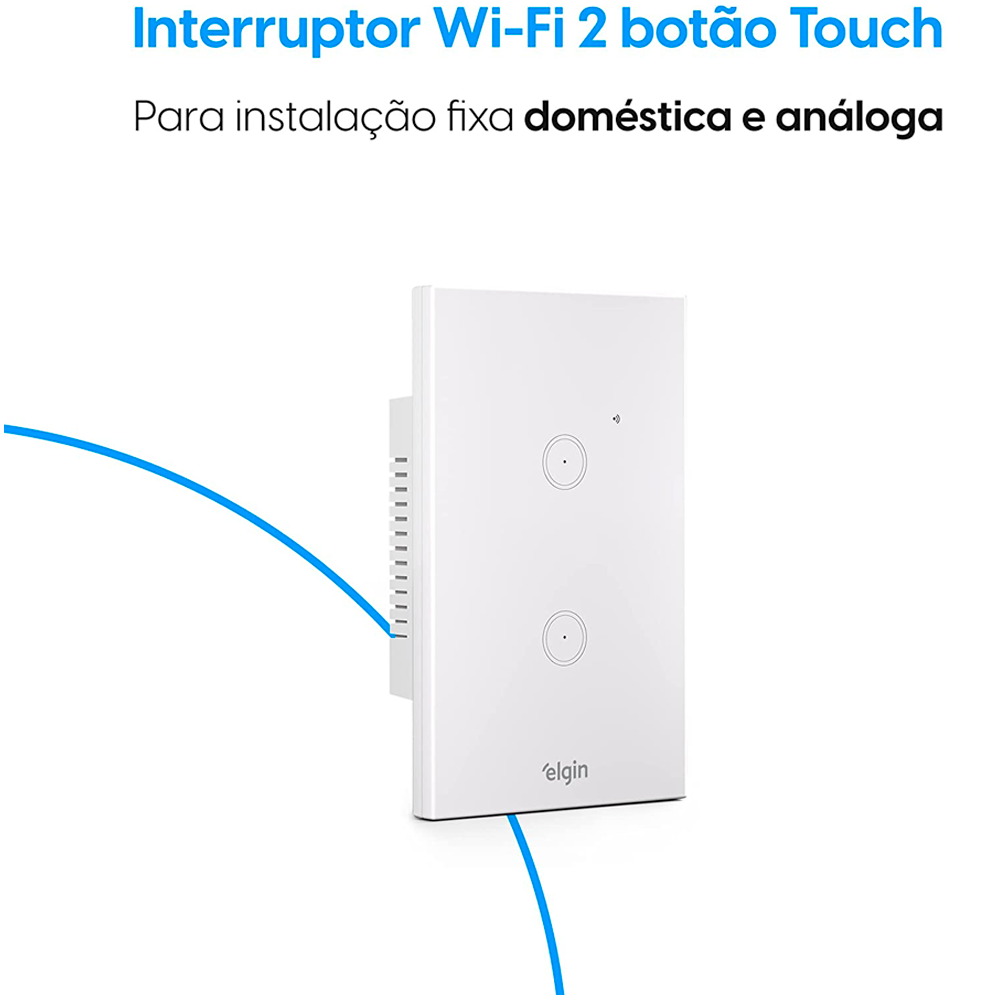 Interruptor Inteligente 2 Botões Touch Smart Wifi Elgin 8INTWIFI200 Compatível Com Alexa e Google Home
