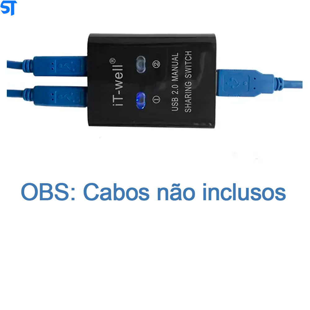Kvm It-well para Impressora  2 Em 1 Conversor Hub de Comutação Kvm Manual de 2 Portas