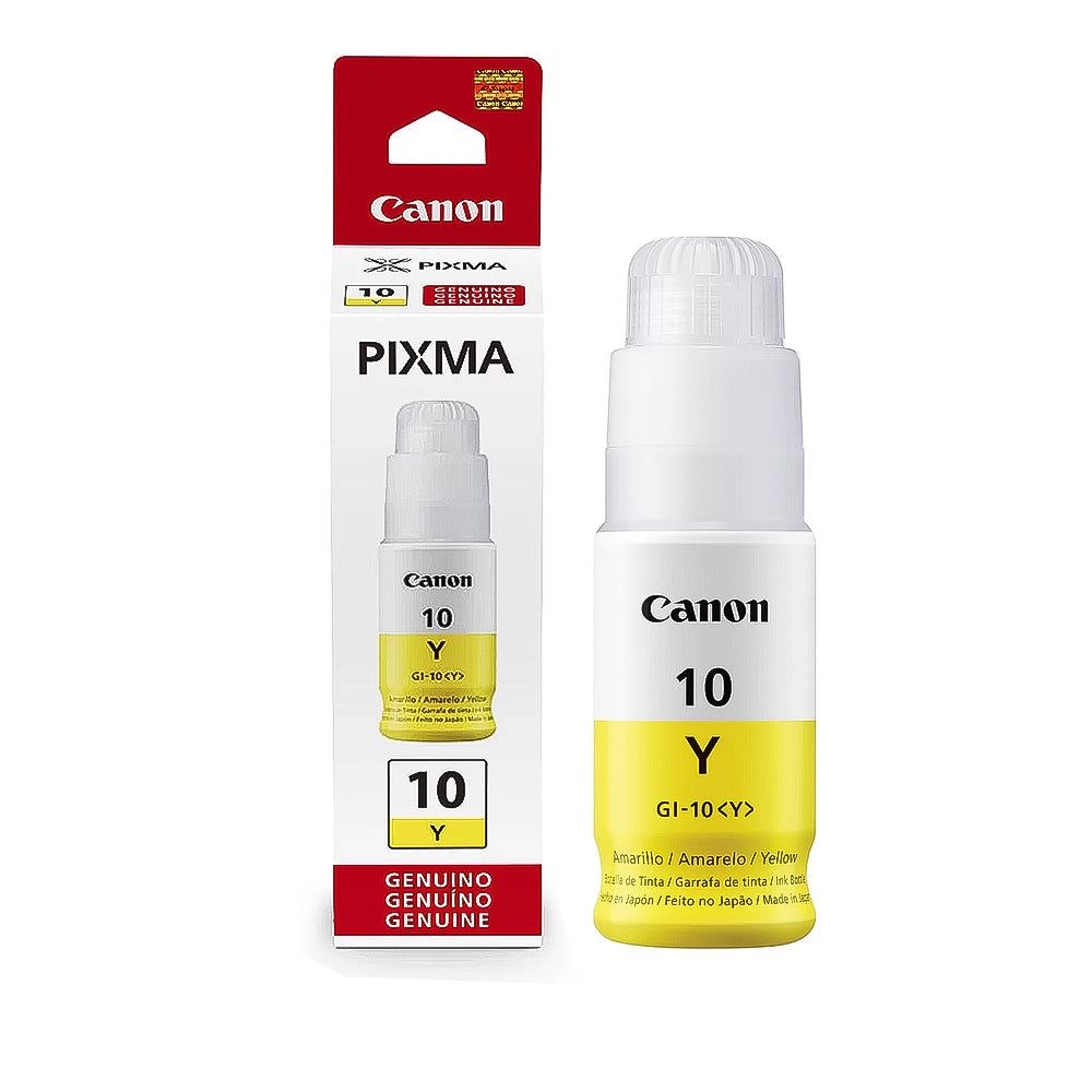 Garrafa de Tinta Canon GI 10Y Amarela 7.700 Paginas para Mega Tank G6010 G7010
