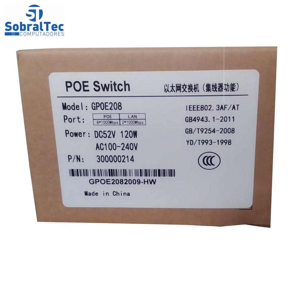 Switch Gigabit Poe 8 Portas - SSC GPOE208
