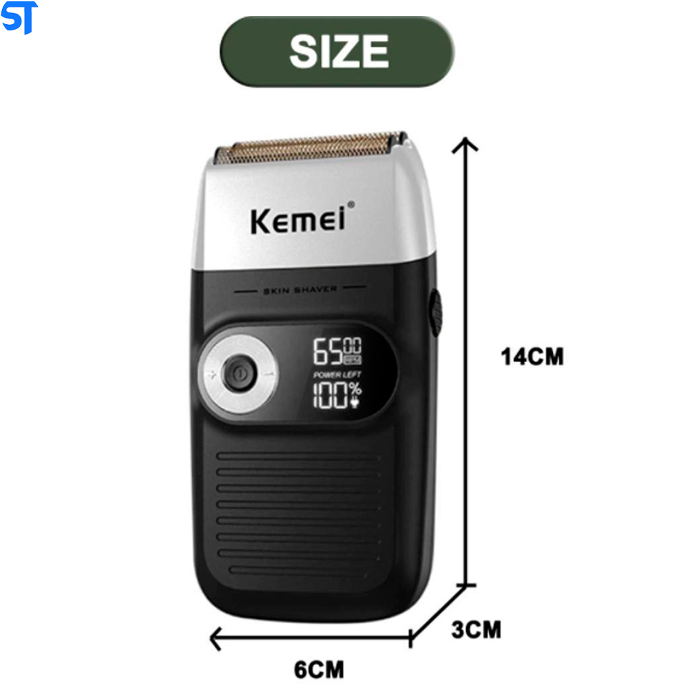 Barbeador Elétrico Masculino Á Prova D'água Remoção de Pelos Kemei 1400 mAh- KM-2026-Beard