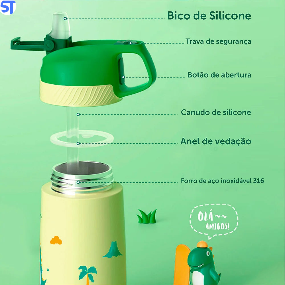 Garrafa Térmica Infantil Philips Dinossauro 350ml AWP2652GY