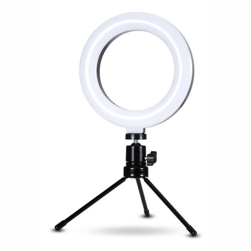 Iluminador Ring Light Usb 6 Polegadas 48 Leds 16Cm 3200k 5600k Com Mini Tripe 15Cm Exbom ILUM-R06W5