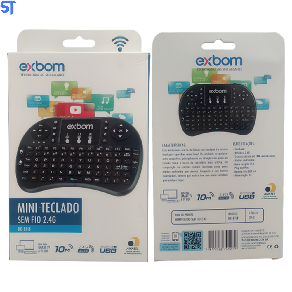 Mini Teclado Touchpad Wireless Bluetooth Usb Pc Tv Xbox 02461 -EXBOM - BK-BTI8
