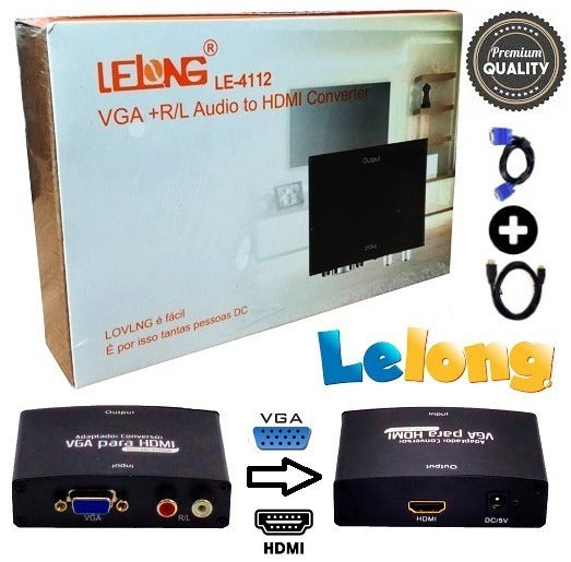 Conversor Vga+ R/L Audio para Hdmi Lelong Le-4112