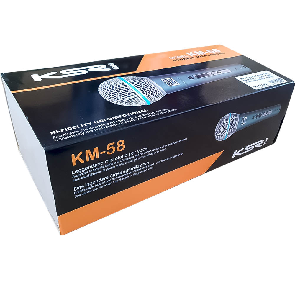 Microfone Proficional KSR KM58 Ksr Pro Beta + Cabo Cachimbo 4Metros + Bag
