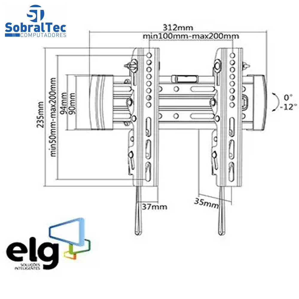 Suporte Fixo Inclinável Tv 15 a 42 EM03V2 - ELG