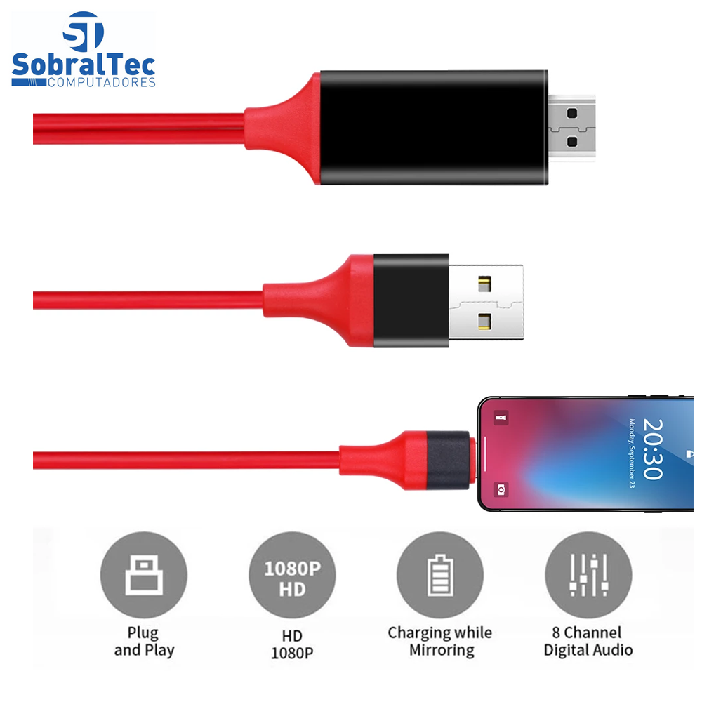 Cabo Hdmi Para Celular Hdtv Iphone 5,5s, 6, 6s, Plus ,7, 7 Plus Ipad Para Tv