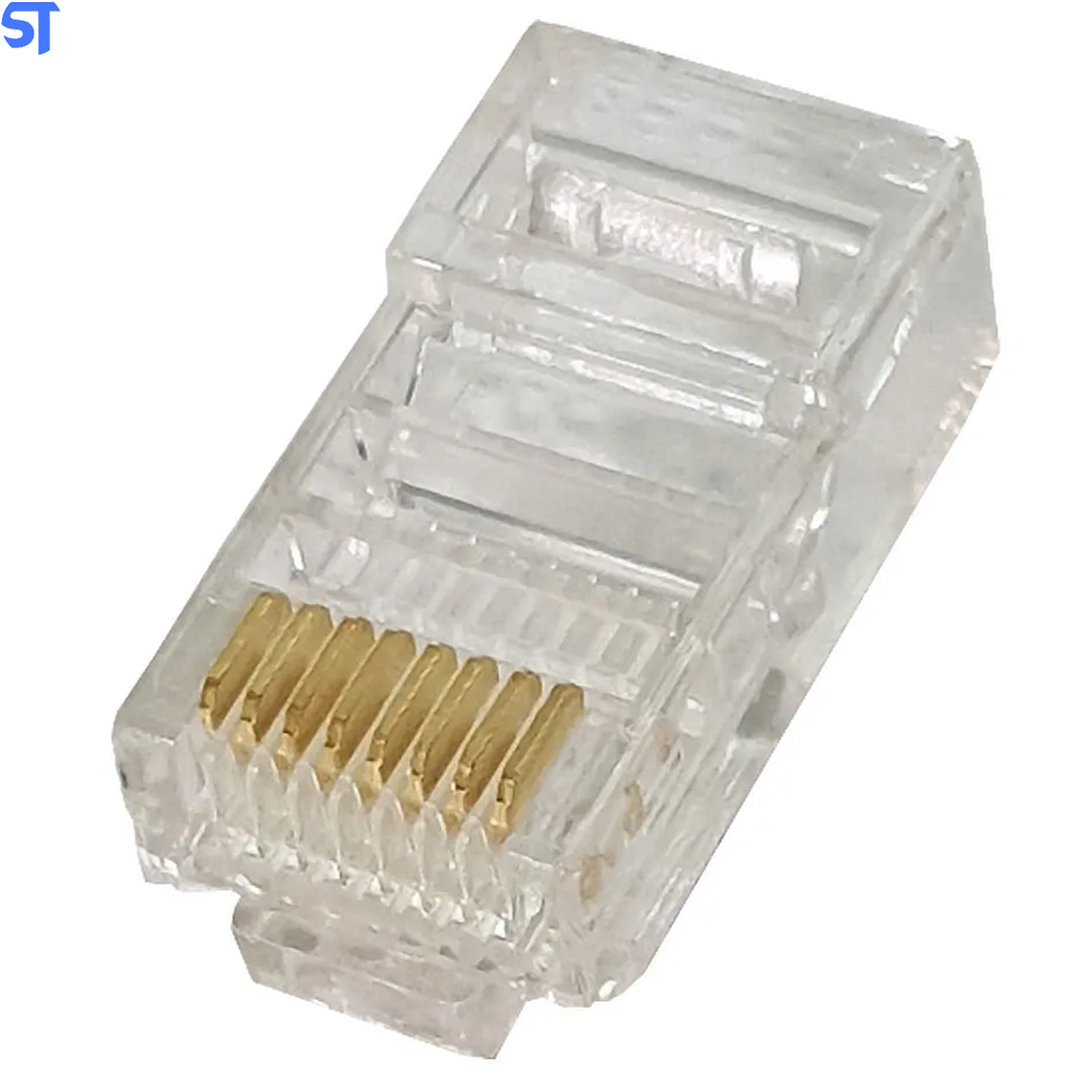 Conector Rj45 Cristal 8p8c Cat5e Exbom Suporta Gigabit Ethernet 30m Banhado de Ouro