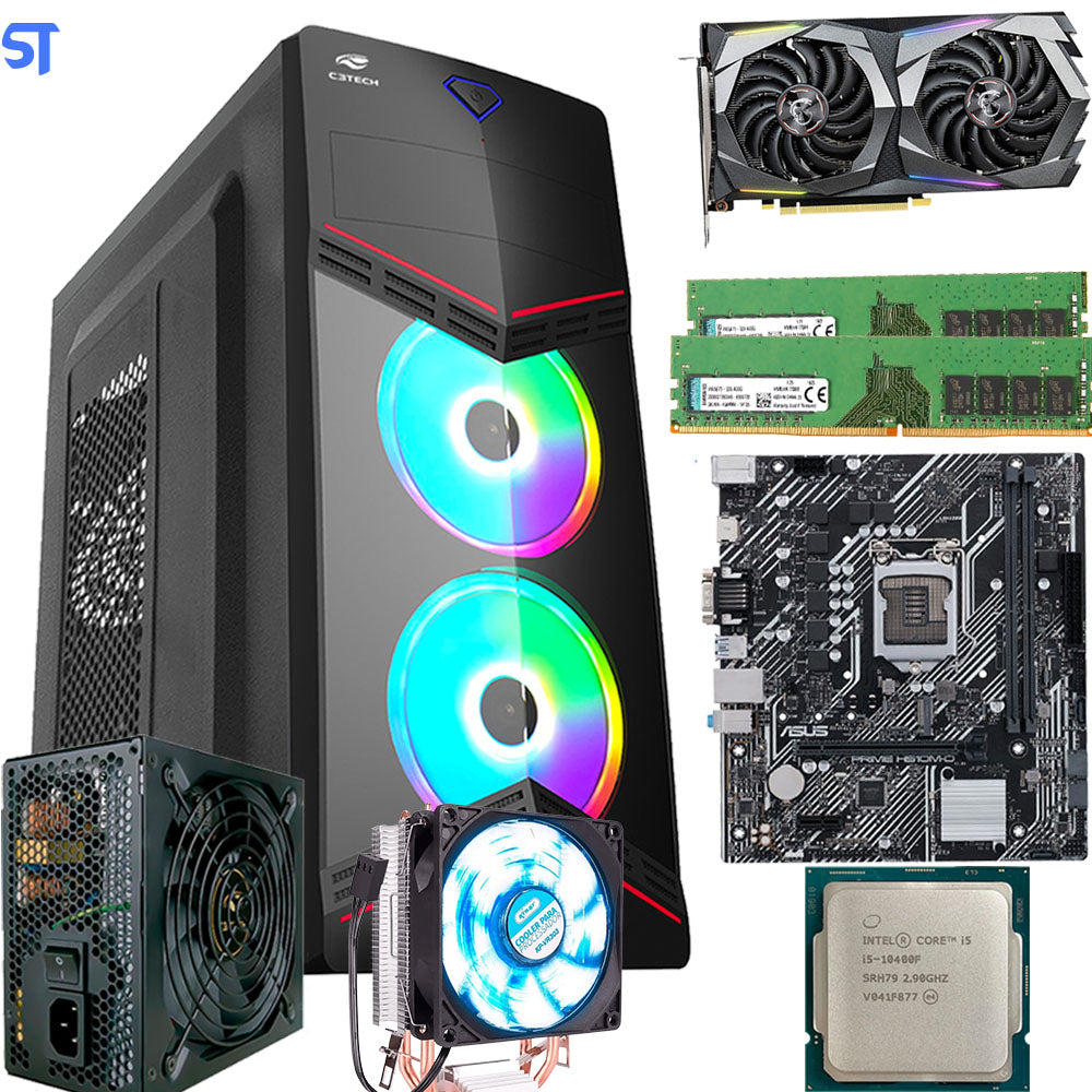 Kit Montagem Computador Gamer Core i5- 10400F - Memoria 16GB-  Placa de Video  GTX 1660, 6GB- Fonte 500W 80Plus