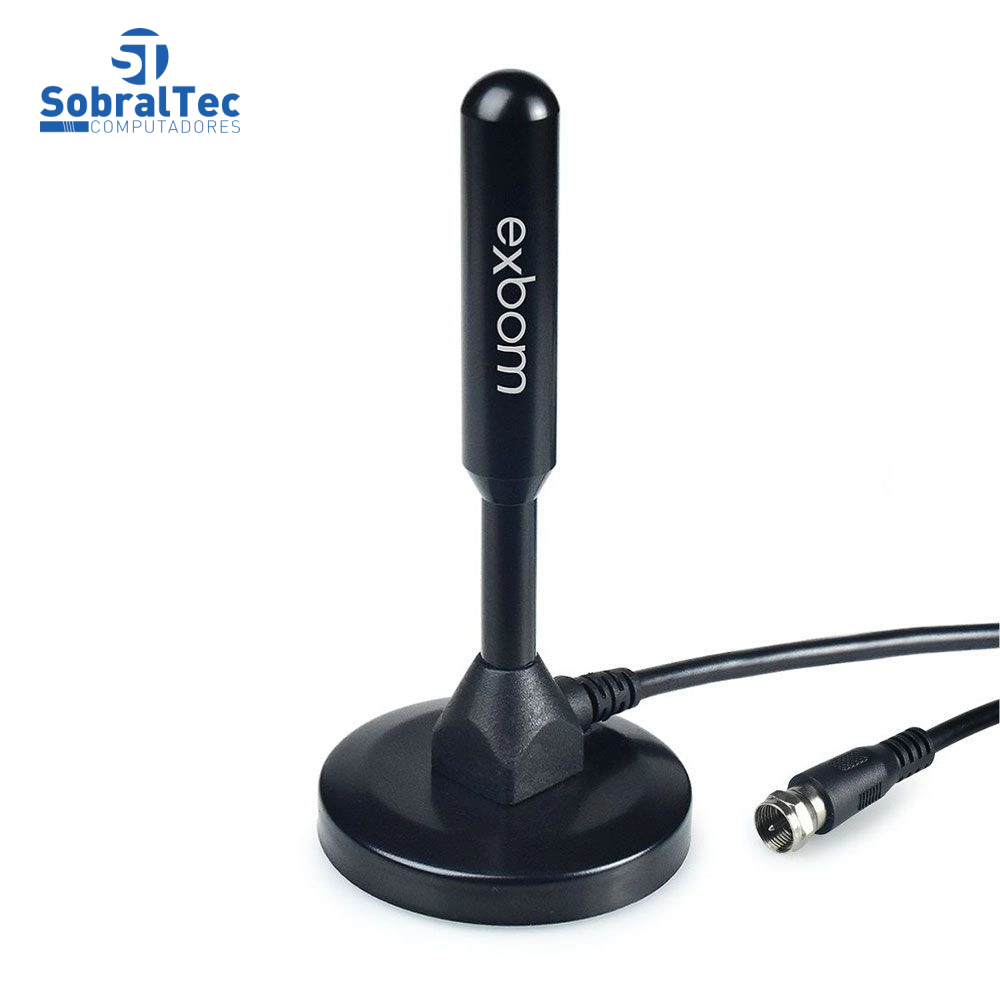 Antena Digital HDTV UHF VHF Interna Externa 5m Base Imã  4dBI Exbom AN-I4050A