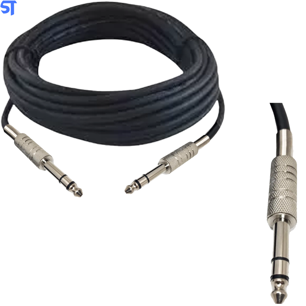 Cabo P10 Stereo X P10 Stereo 25 Metros Balanceado TRS Preto - Fg Tec