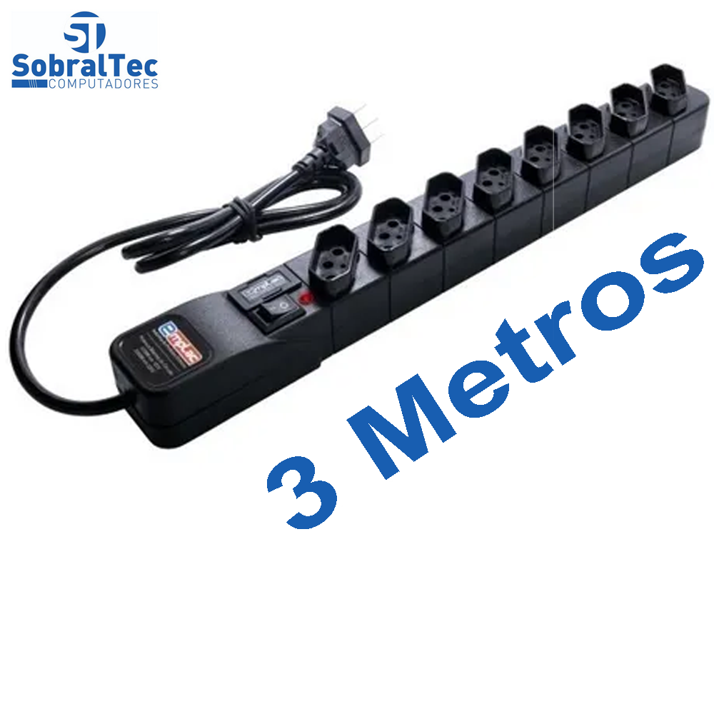 Protetor Eletrico Super Premium 8 Tomadas 3 Metros Emplac