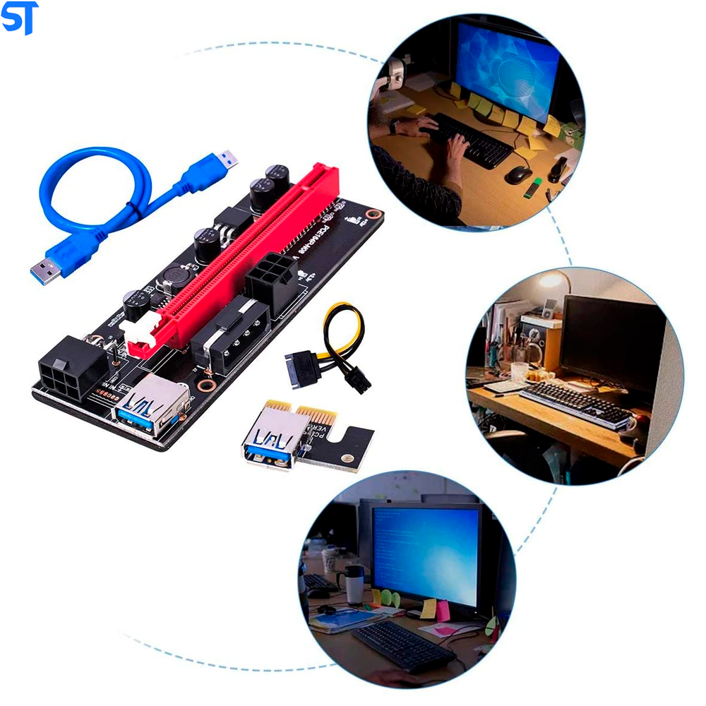 Adaptador Extensor Pci-e Card Usb 3.0 Pci-e 6 Pinos Placa De Video Mineração Ethereum/btc- Tishric
