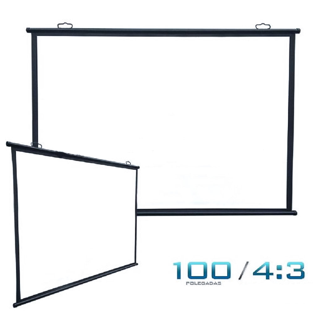 Tela de Projeção Simples Manual Com Suporte Metálico, 100 Polegadas 4:3 Largura 203Cm x Altura 152Cm TP-MS100A Exboom