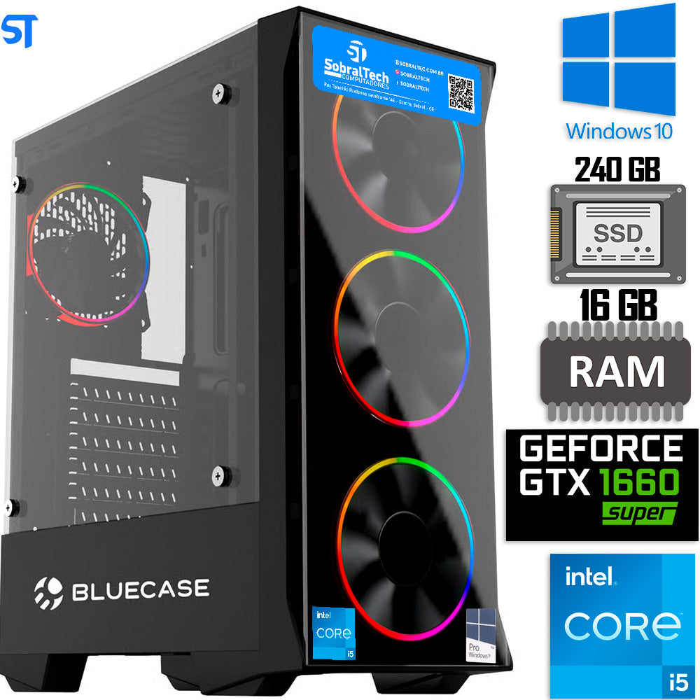 Computador Gamer Core i5- 10400F  HD SSD 240GB- Memoria 16GB-  Placa de Video  GTX 1660, 6GB- Fonte 500W 80Plus