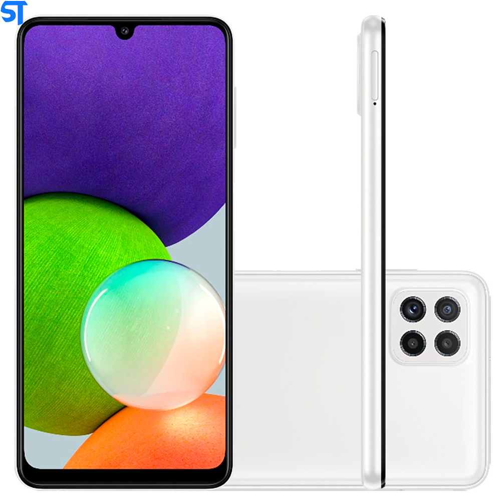 Smartphone Samsung Galaxy A22 128GB Branco 4G - 4GB RAM Tela 6,4” Câm. Quádrupla + Selfie 13MP
