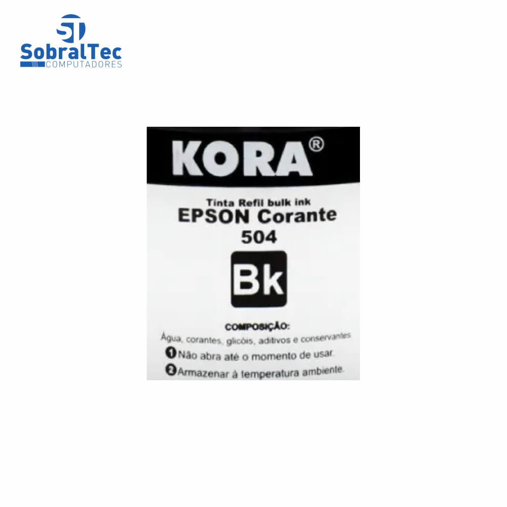 Tinta Refil Bulk Ink  Compativel Epson 504/544 Corante Preto 127Ml Kora