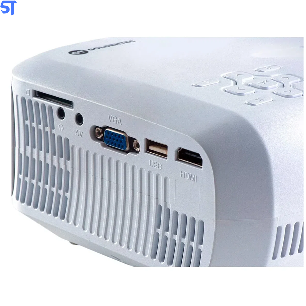 Projetor HD 2000 Lumens com HDMI, AV, VGA, USB e SD Card Goldentec GT2000