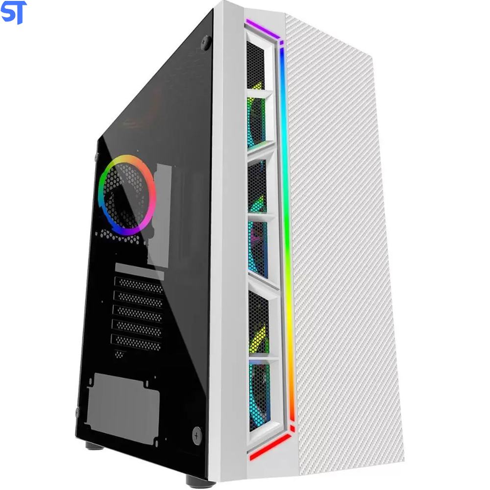 Gabinete Gamer Bg-033w Branco Bluecase Sem Fonte / Led Rgb / Usb 3.0