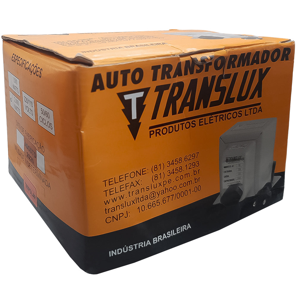 Auto Transformador Entrada 220V Saída 110V 2000W Tripolar Translux Branco - AT08