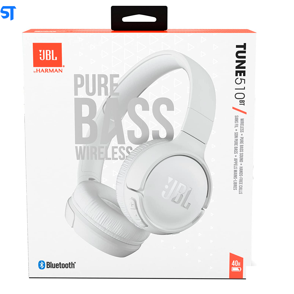 Fone de Ouvido Bluetooth JBL Tune 510BT Pure Bass Branco - JBLT510BTWHT