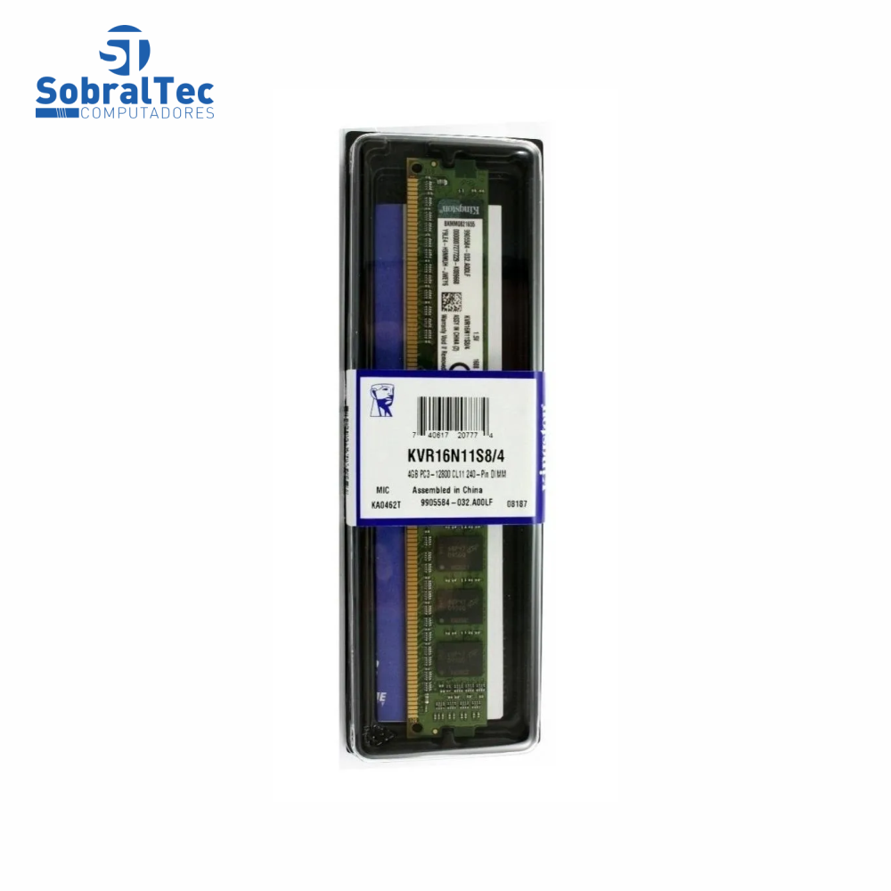 Memória Ram Desktop Kingston 4gb 1600mhz ddr3 cl11 - kvr16n11s8/4