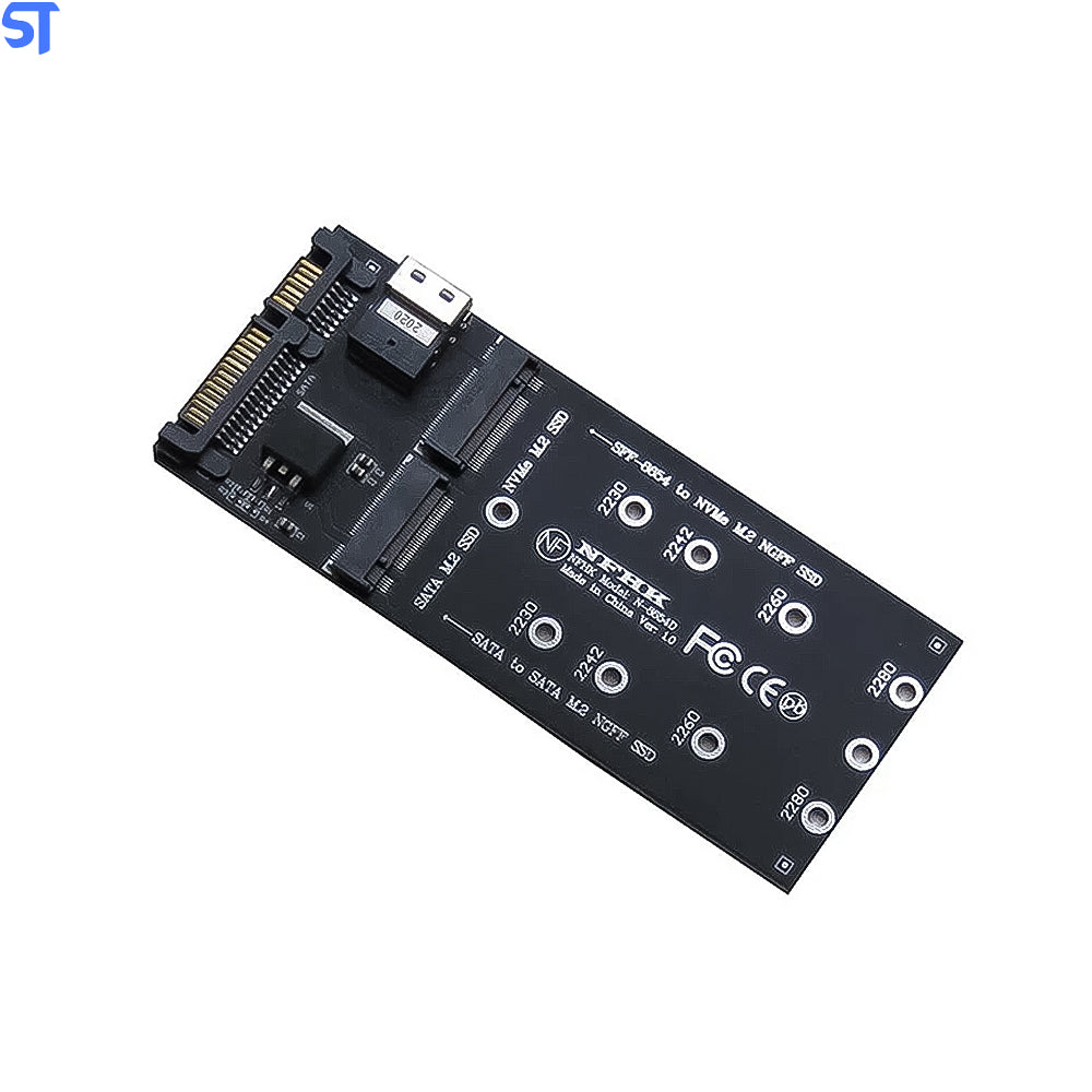 Placa Adaptadora de SATA Para M.2 Sata SSD e M.2 NVME - SFF-8654