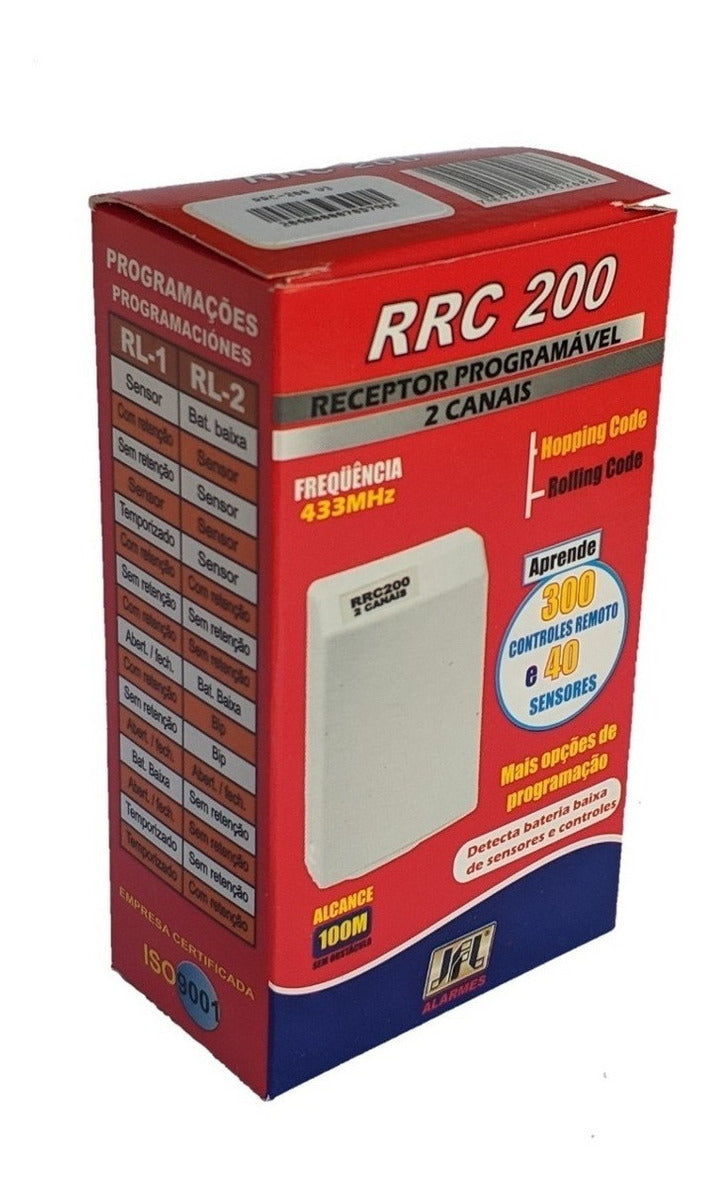 Receptor Programável RRC-200, 433mhz, 2 Canais 100 M Universal - JFL