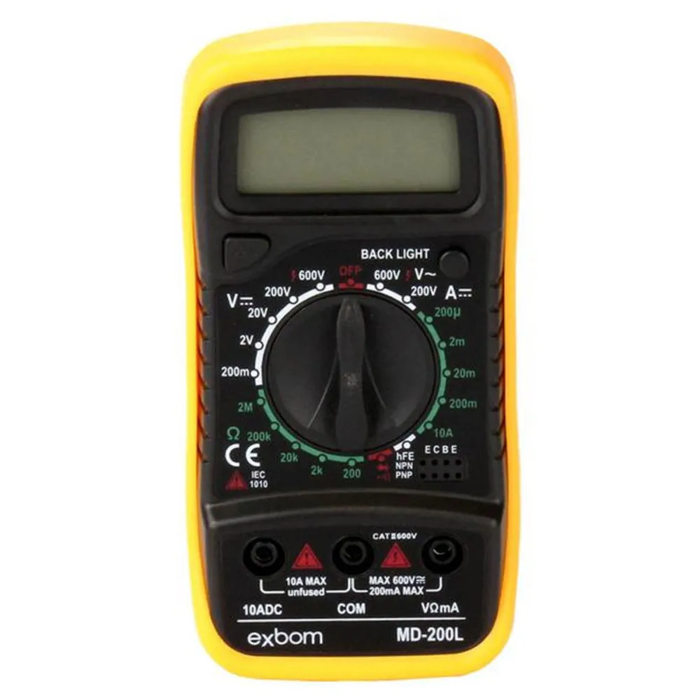 Multímetro Profissional Digital Lcd Capacímetro Aviso Sonoro Exbom MD-200L